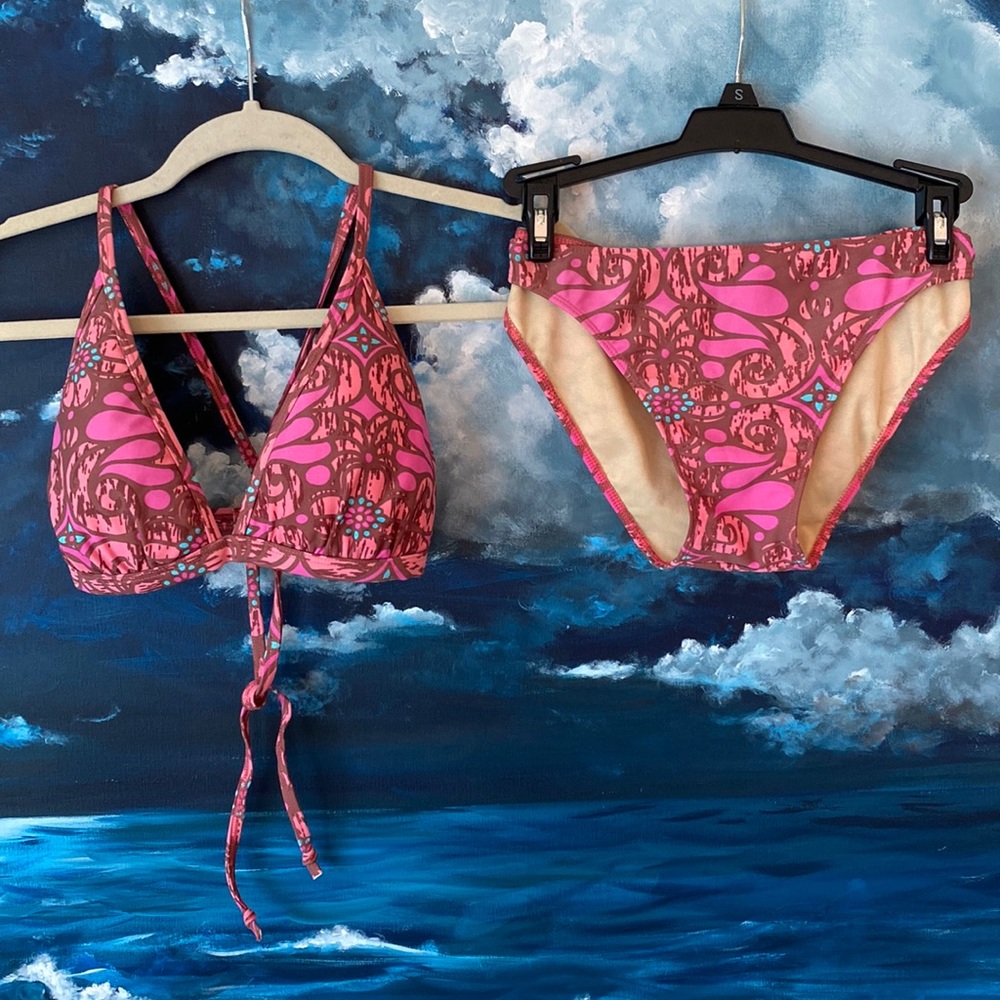 Pink Hawaiian Print Surf Bikini